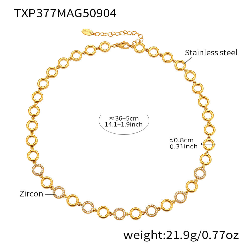 Cubic Zirconia Circle Link Necklace or Bracelet