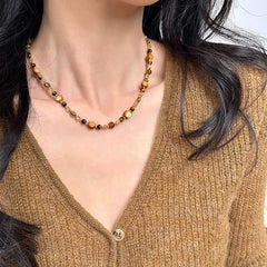 Camille Vintage-Inspired Tiger-Eye Choker Necklace