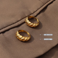 Ribbed Sculptural Stainless Steel Ring