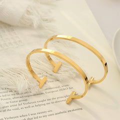 18K Gold-Plated T-Bar Open Cuff Bracelet