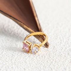 Cubic Zirconia Geometric Open Ring