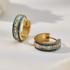 18K Gold-Plated Double-Row Cubic Zirconia Hoops