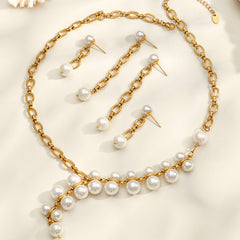 18K Gold-Plated Pearl-Look Necklace & Earrings
