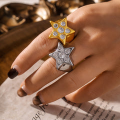 Cubic Zirconia Star Open Ring
