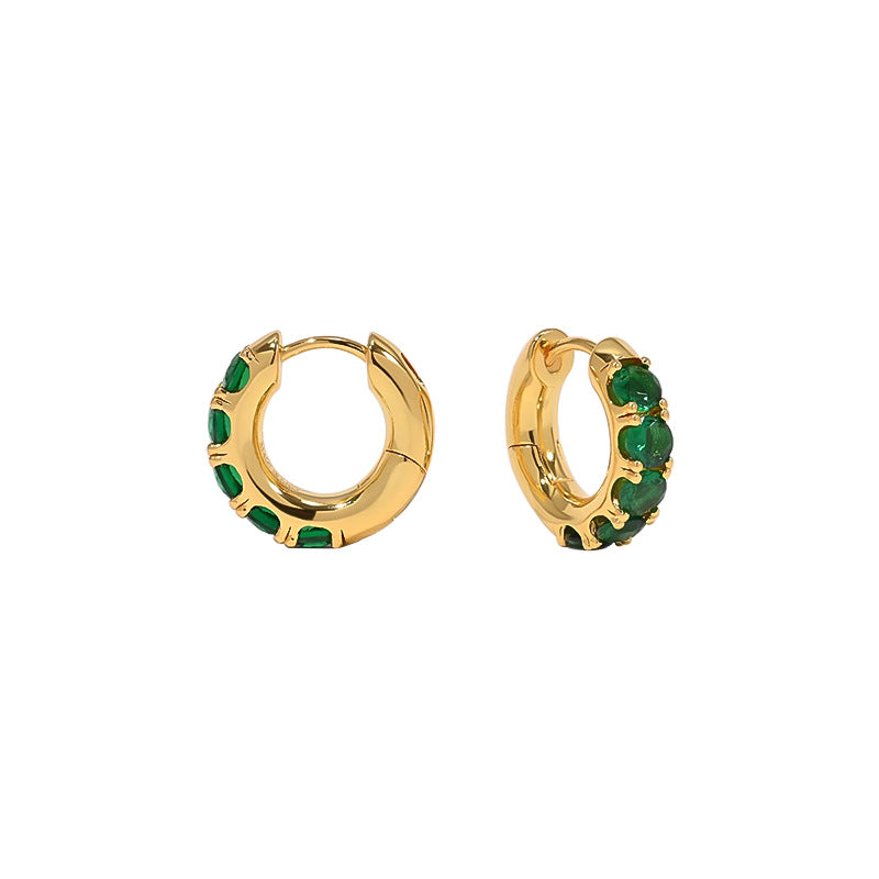 Nadine Emerald-Tone Pavé Stud Earrings