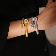 18K Gold-Plated Tree Medallion Open Cuff Bracelet