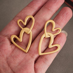 18K Gold-Plated Double Heart Drop Earrings