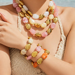 Oval Color Resin Necklace and Bracelet