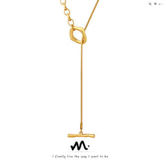18K Gold-Plated Toggle Lariat Long Necklace