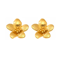 Gold-Tone Sculptural Flower Stud Earrings
