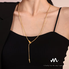 Snake-Head Y-Pendant Stainless Steel Necklace