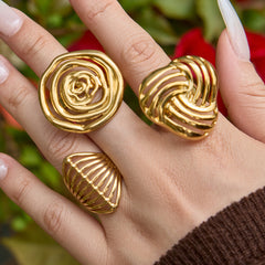 18K Gold-Plated Sculptural Openwork Ring Designs