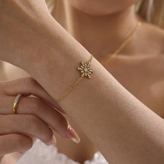 18K Gold-Plated Cubic Zirconia Snowflake Bracelet