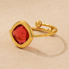 Colored Glass Geometric Open Ring