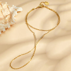 Cubic Zirconia Hand Chain Bracelet