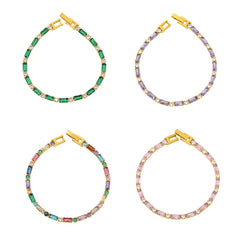 18K Gold-Plated Color Cubic Zirconia Tennis Bracelet