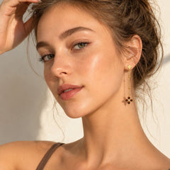 18K Gold-Plated Clover Cubic Zirconia Drop Earrings
