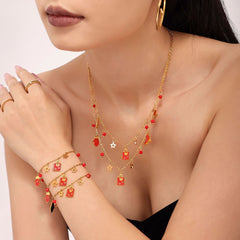 18K Gold-Plated Garnet & Enamel Holiday Jewelry
