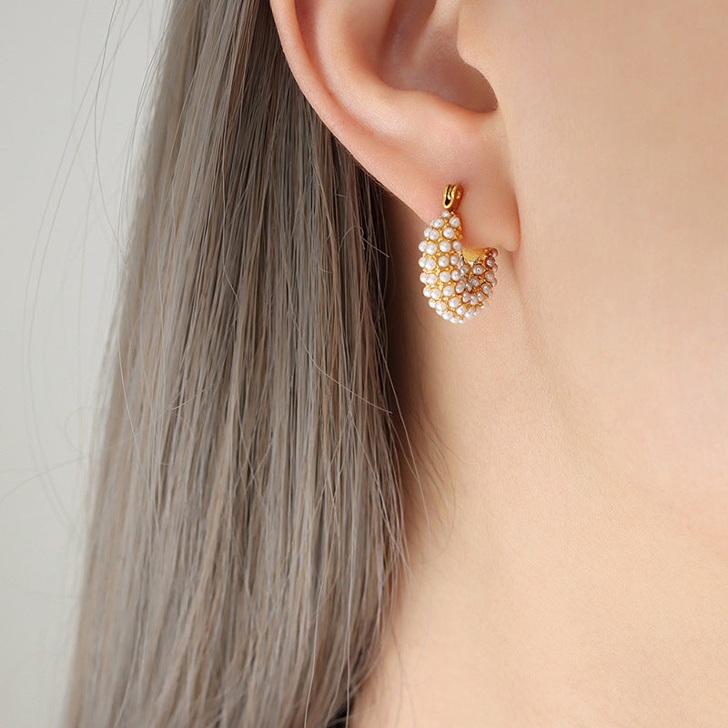 Pearl-Look U-Shaped Hoop Earrings