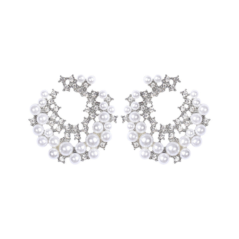 Marielle Pearl Pavé Round Stud Earrings