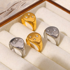 18K Gold-Plated Triple Star Signet Ring