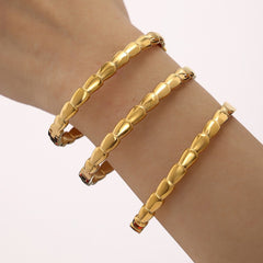18K Gold-Plated Rectangular Link Bangle Bracelet