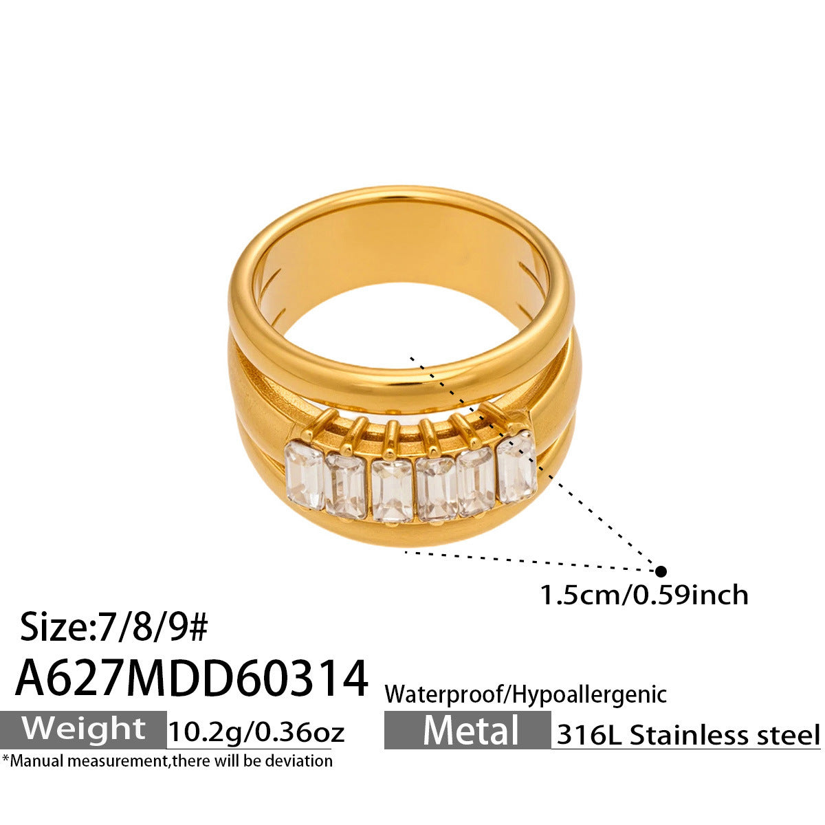 Layered Cubic Zirconia Statement Rings