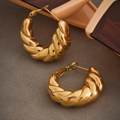18K Gold-Plated Twisted Hoop Earrings