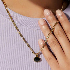 Camille Black Agate Oval Pendant Necklace
