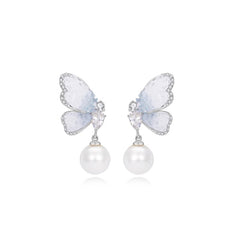 Marielle Dainty Pearl Butterfly Stud Earrings
