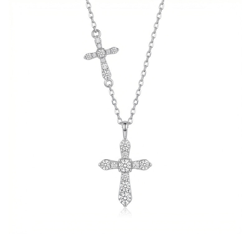 Camille Dainty Pavé Cross Necklace