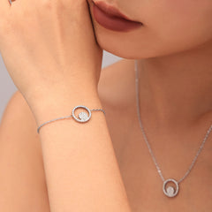 Double-Circle Cubic Zirconia Necklace, Bracelet or Ring