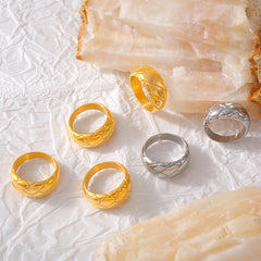 18K Gold-Plated Diamond-Pattern Band Ring