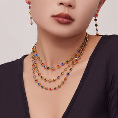 Color Cubic Zirconia Round Station Jewelry