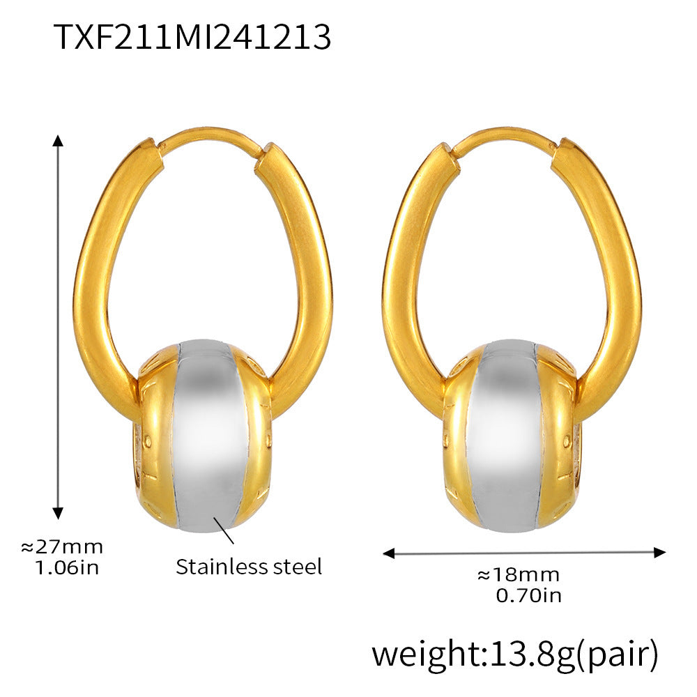 Two-Tone Loop Drop Stainless Steel Earrings