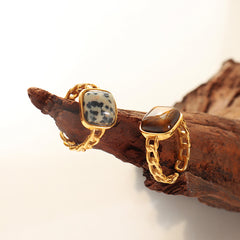 Tiger Eye and Natural Stone Open Link Ring