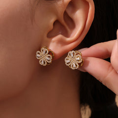 Rotating Cubic Zirconia Flower Necklace, Earrings or Ring