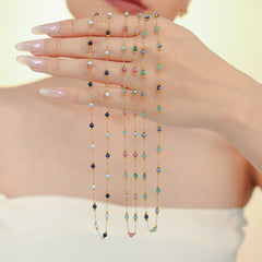 Layered Natural Stone Accent Necklace
