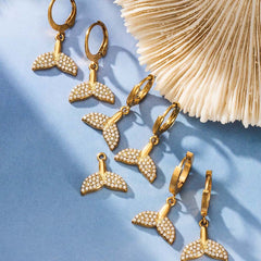 Mermaid Tail Cubic Zirconia Charm Earrings