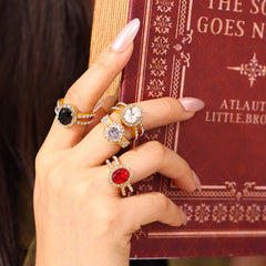18K Gold-Plated Round Cubic Zirconia Statement Ring
