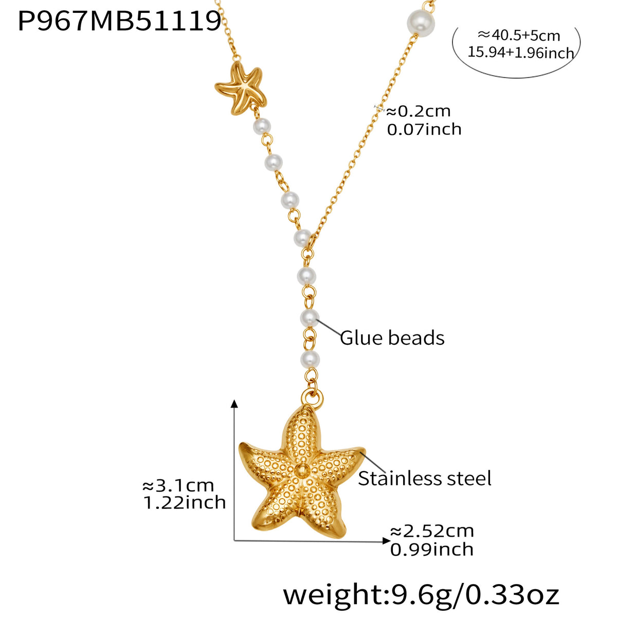 Starfish Pendant Bead Y Necklace