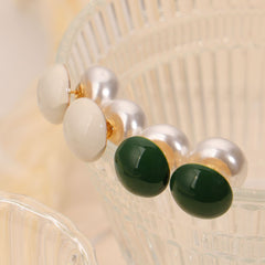 Pearl-Look Enamel Double-Sided Stud Earrings