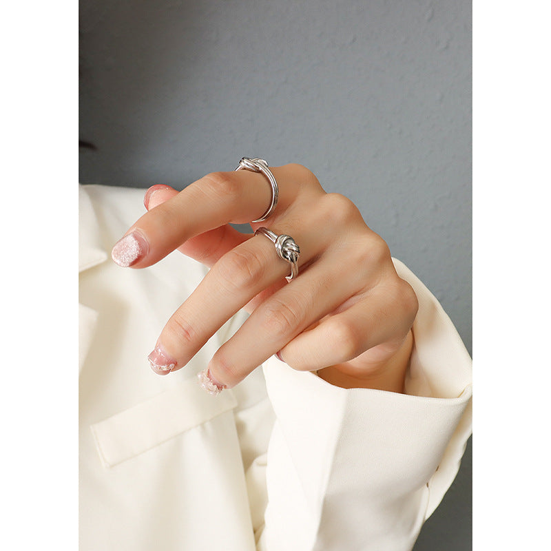 Knot-Motif Stainless Steel Ring