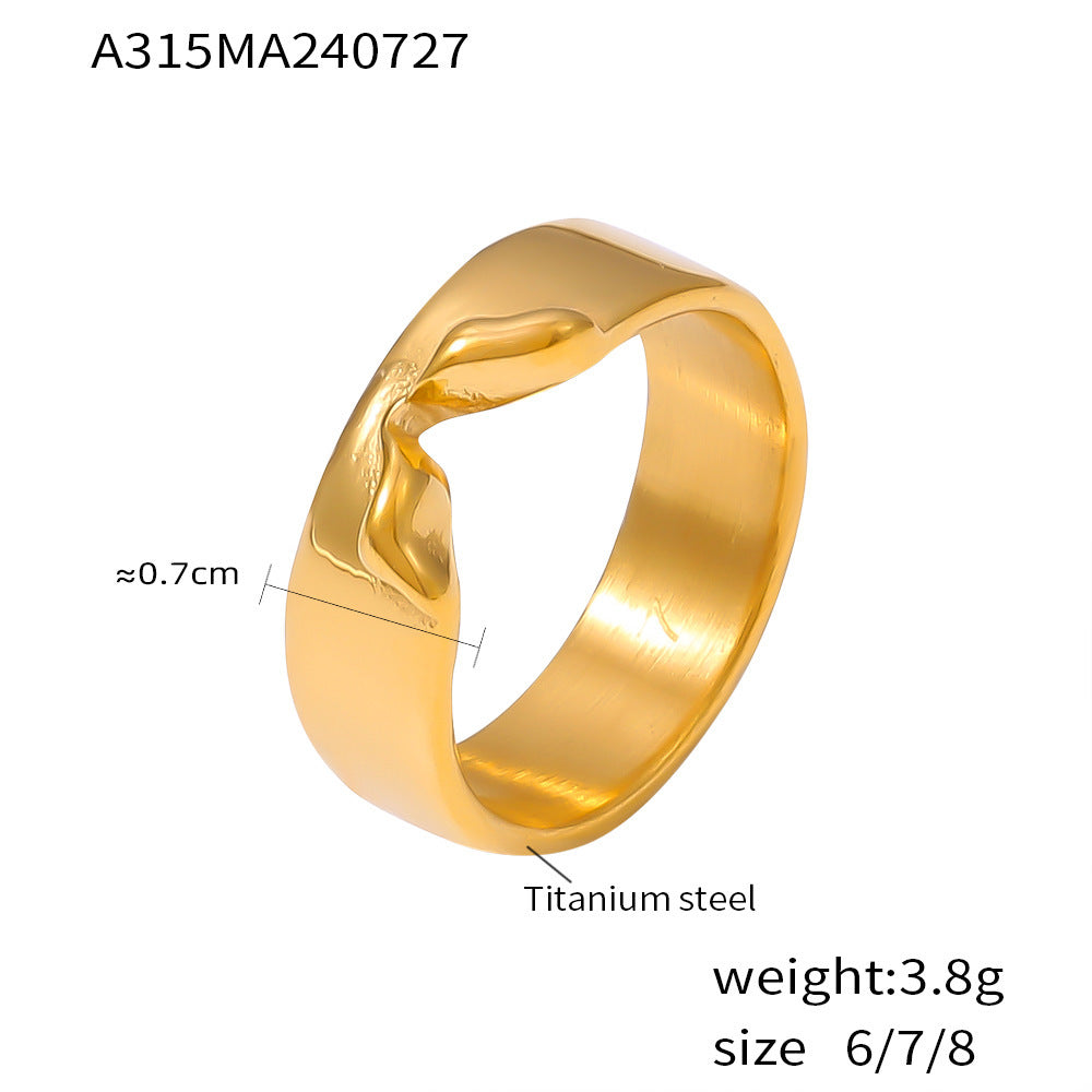 18K Gold-Plated Sculptural Indented Band Ring