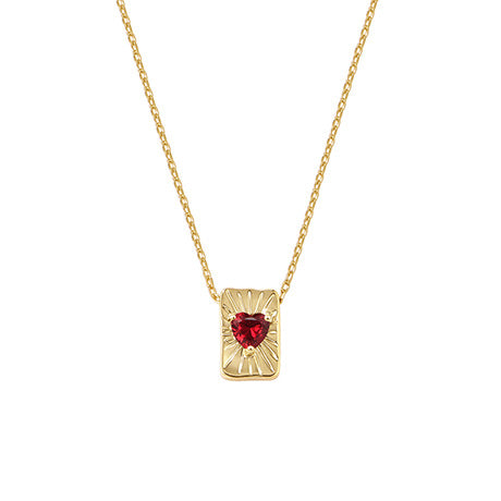 Daphne Vintage-Inspired Ruby-Tone Heart Necklace