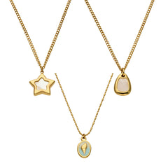18K Gold-Plated Shell & Enamel Pendant Necklaces