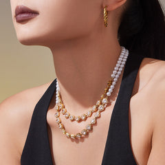 18K Gold-Plated Shell Pearl-Look and Heart Necklace
