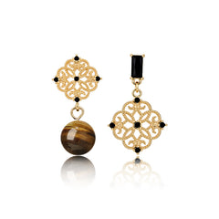 Marielle Openwork Tiger-Eye Stud Earrings