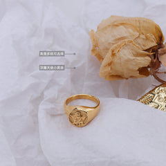 Angel Relief Signet Ring