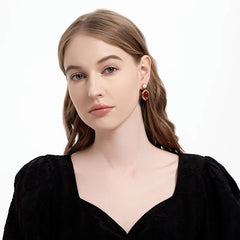 Nadine Vintage-Inspired Red Agate Pearl Stud Earrings